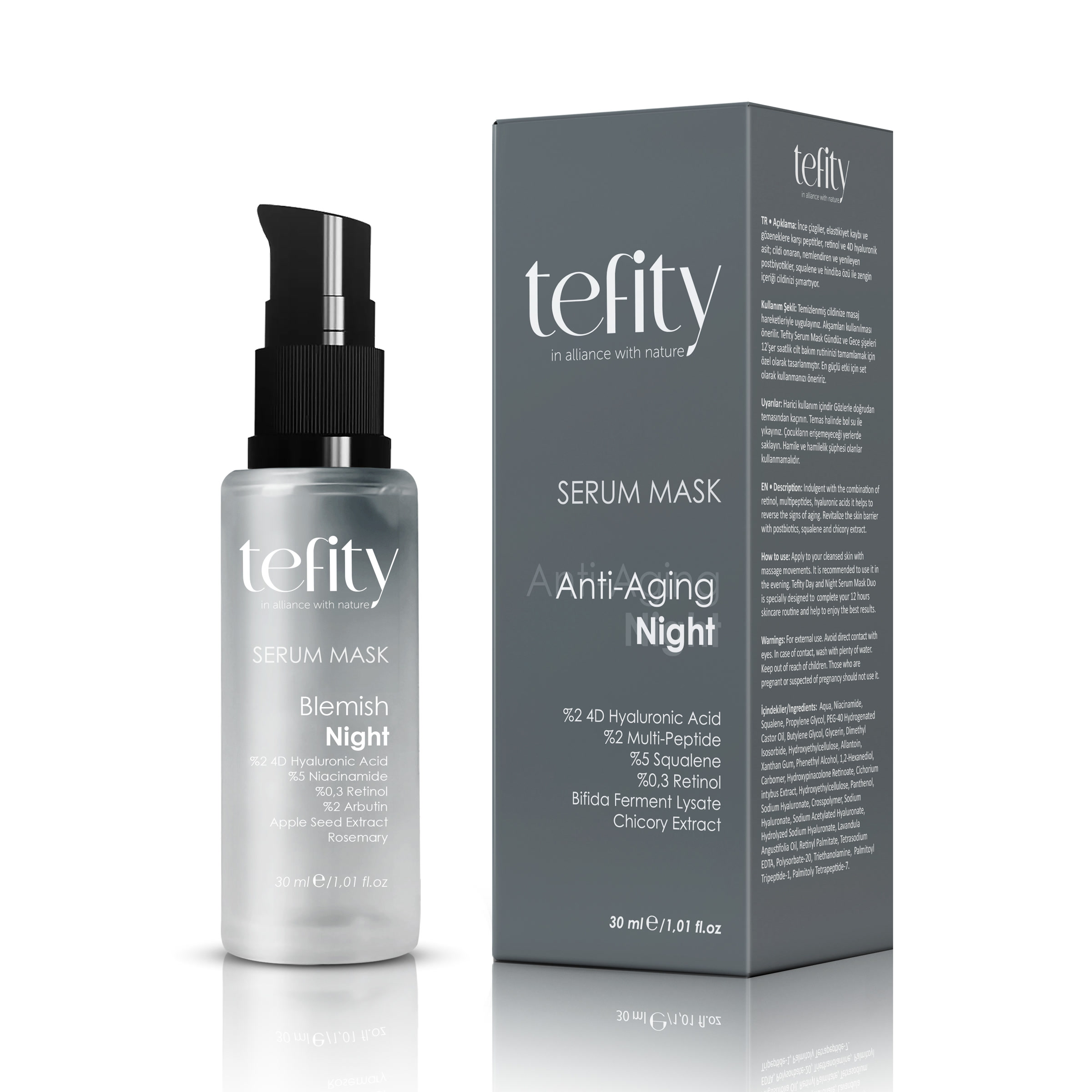 Tefity Anti-Aging Night kutu ve şişe